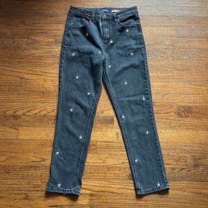 Angel Kiss Black and White Star Mom Jeans